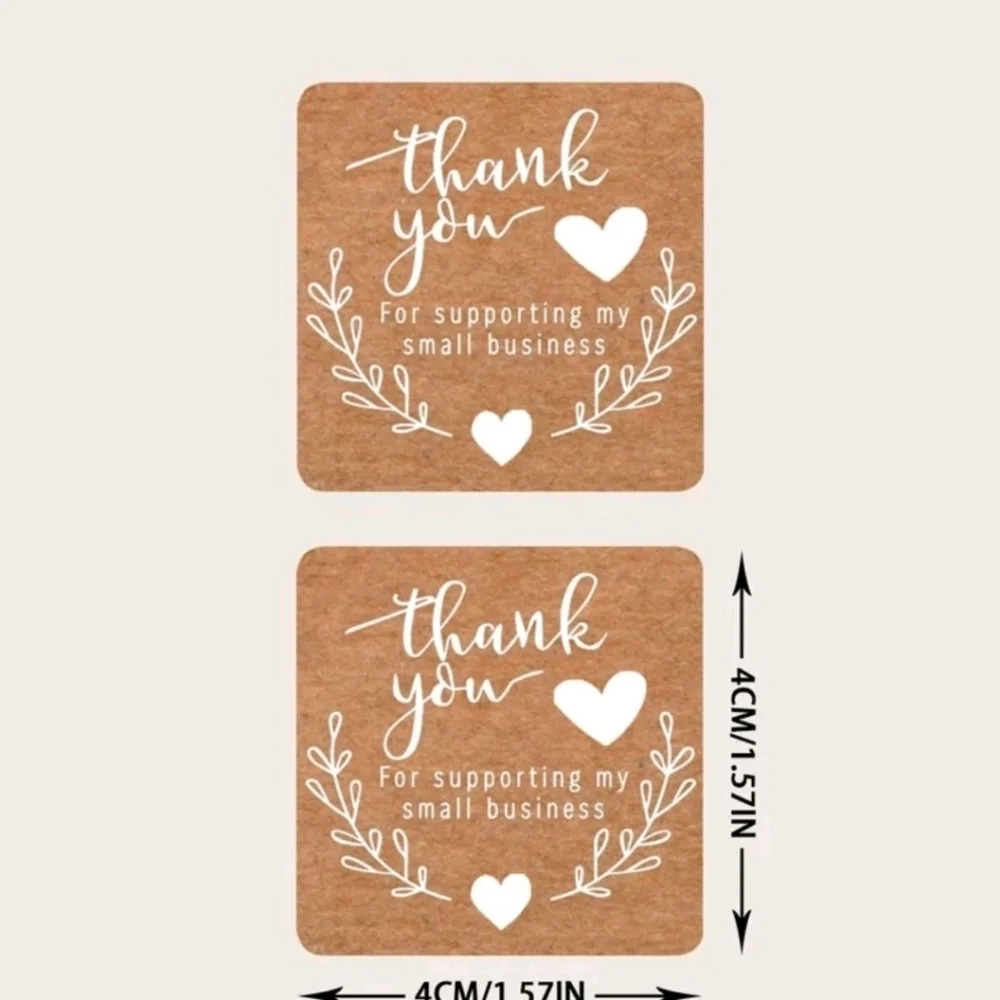 ✨️🤎 60 Thank You”  brown Square Stickers ✨️🤎